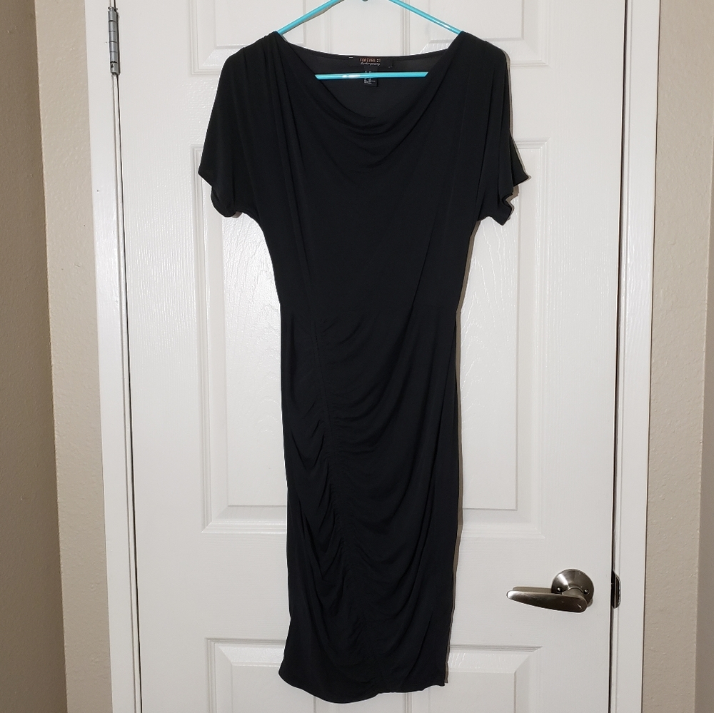 Ruched cowl neck dress